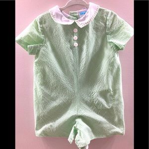 Green and white dress for baby boy 1 months
